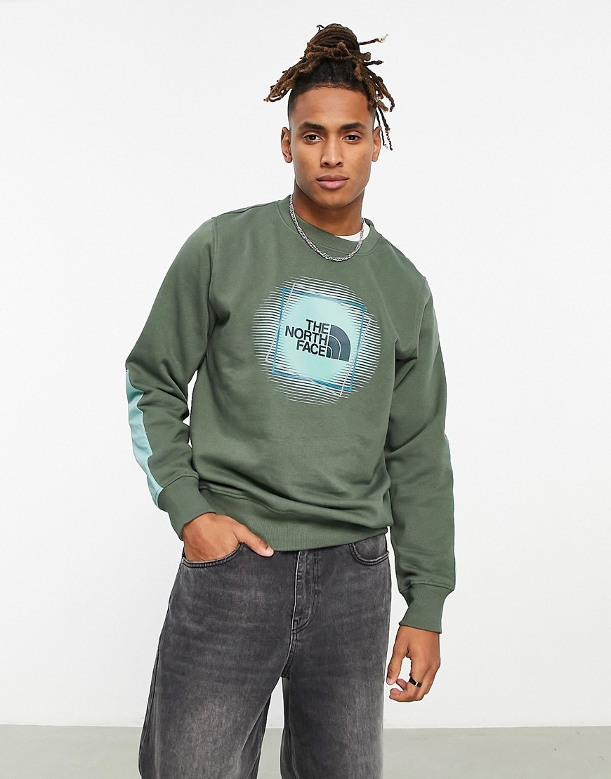 The North Face Coordinates chest print sweatshirt in khaki-Green