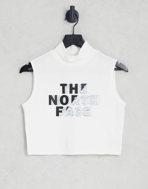 The North Face Coordinates print mock-neck tank top in white