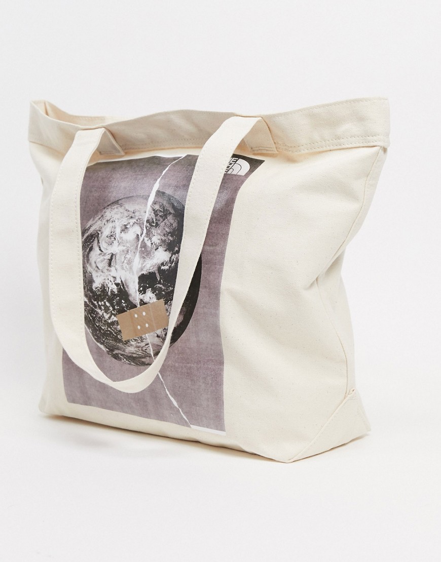 The North Face Cotton Tote Bag In Cream-white