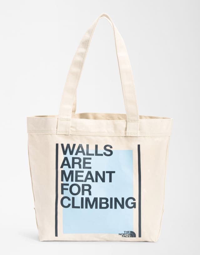 The North Face Cotton tote in cream/blue