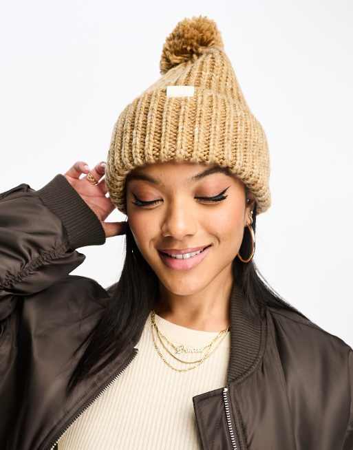 The North Face Cozy chunky knit bobble hat in beige