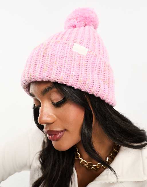 Moschino teddy logo beanie hat in pink