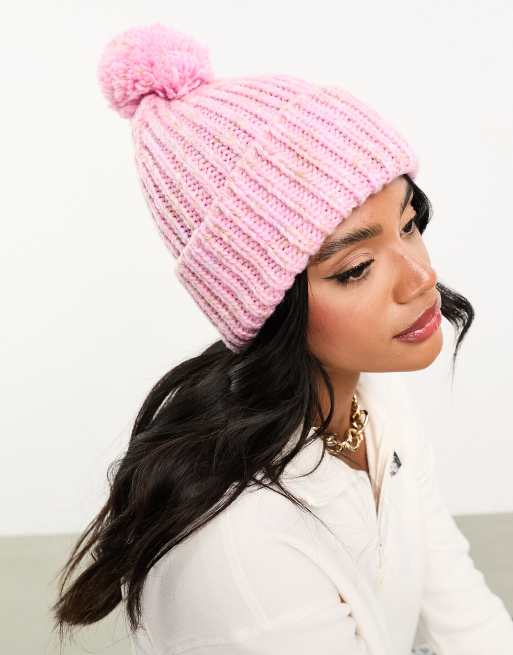 Pink bobble store hat womens