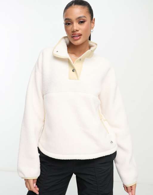 The North Face Cragmont 1/4 zip snap fleece in cream | ASOS