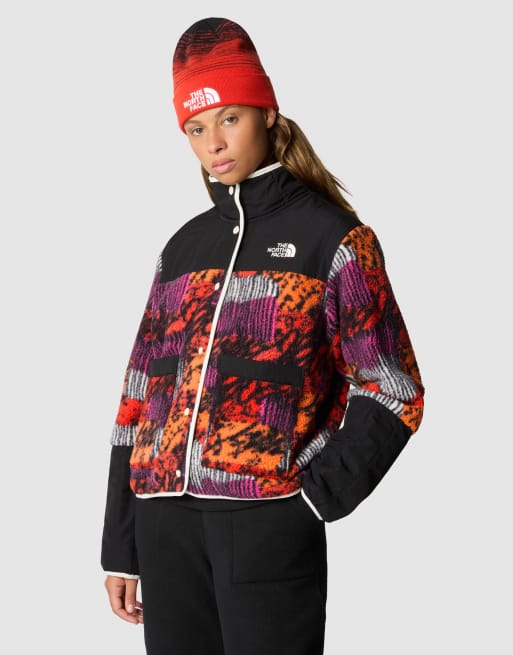 Red fuzzy north face on sale jacket