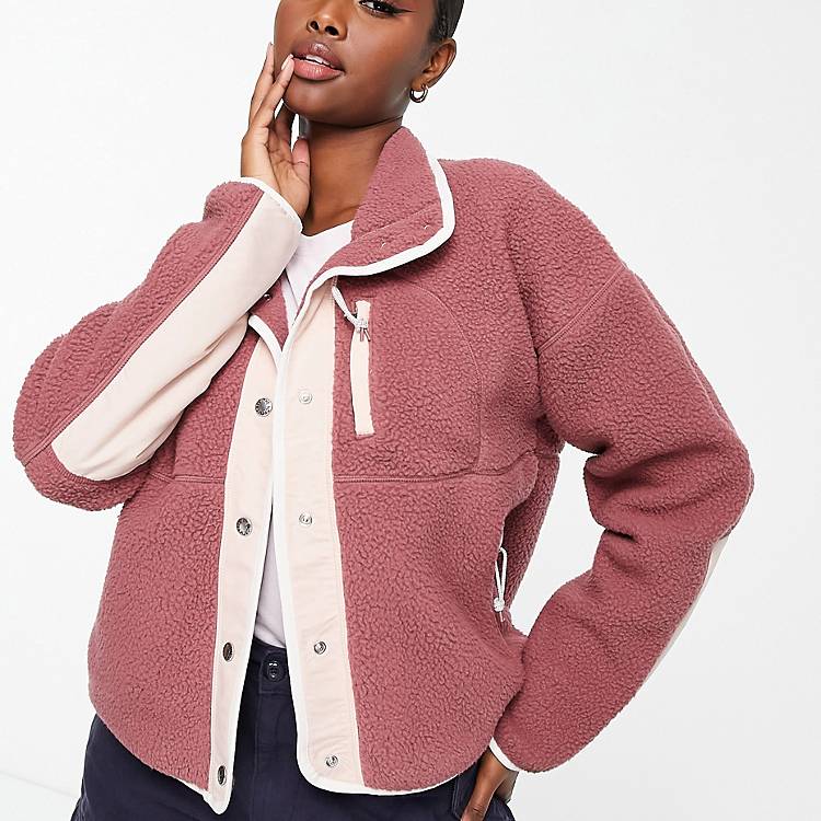 The Face Cragmont high pile fleece jacket in pink | ASOS