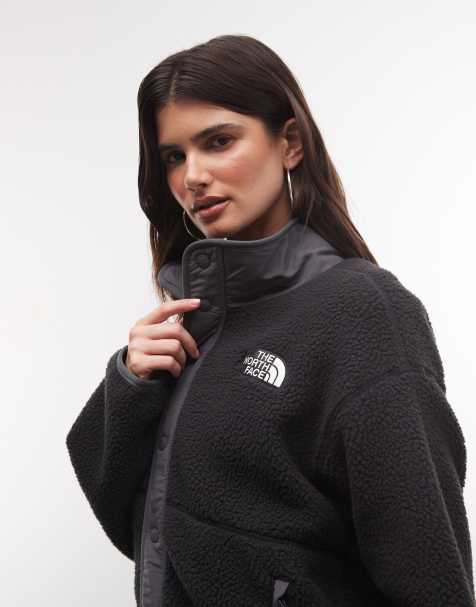 The North Face Cragmont snap button fleece in black and grey - view 1