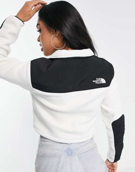 The North Face Crop Denali half zip fleece in white