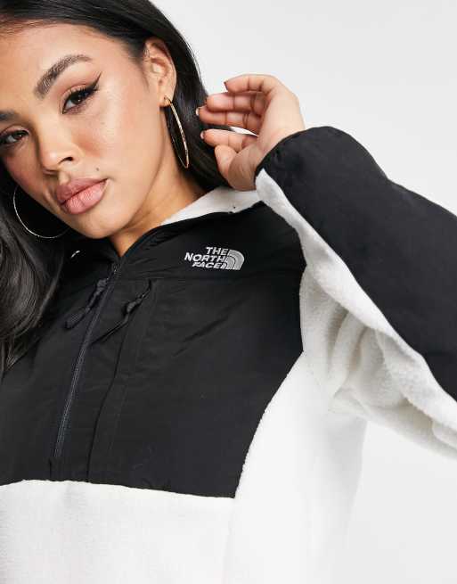 The North Face Crop Denali half zip fleece in white