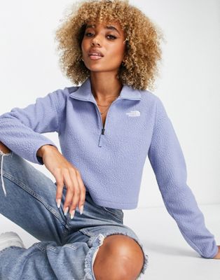 The North Face cropped 1/4 zip sherpa fleece in blue Exclusive at ASOS | ASOS