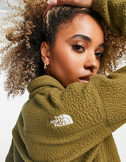 The North Face Cropped 1/4 Zip Sherpa Fleece In Blue Exclusive At ASOS