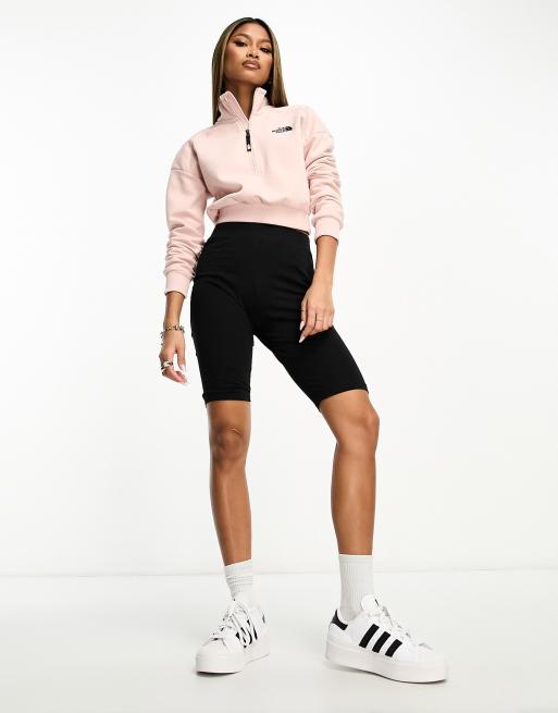 The North Face cropped 1/4 zip sweatshirt in pink Exclusive at ASOS, 3 of 4