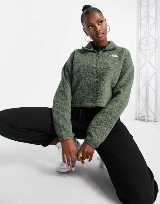 The North Face cropped high pile fleece in khaki | ASOS