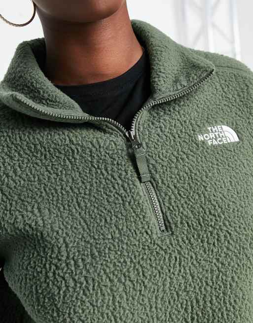 The North Face cropped high pile fleece in khaki