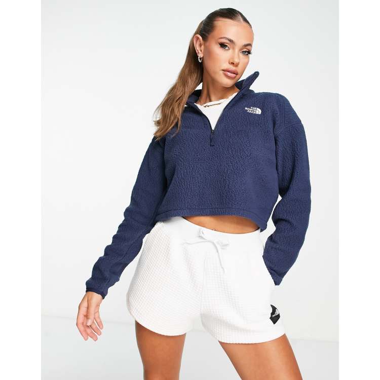 The North Face cropped high pile fleece in navy | ASOS