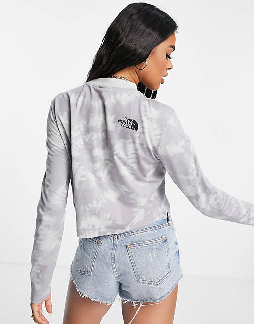  The North Face Cropped long sleeve t-shirt in grey tie dye Exclusive at  