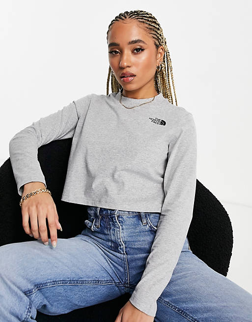 The North Face cropped long sleeve t-shirt in grey