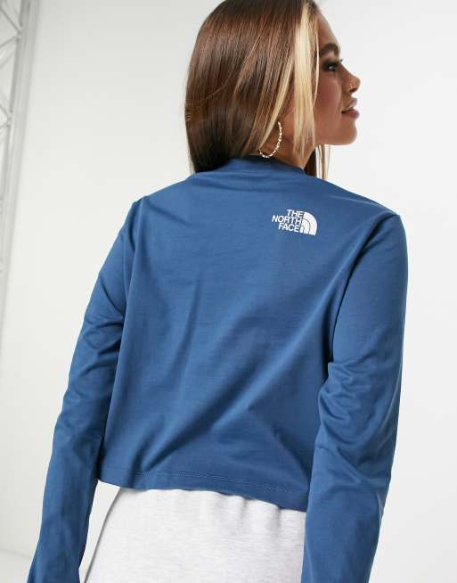 The North Face cropped long sleeve t-shirt in navy Exclusive at ASOS, 2 of 4