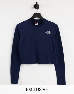 The North Face Cropped long sleeve t-shirt in navy Exclusive at ASOS