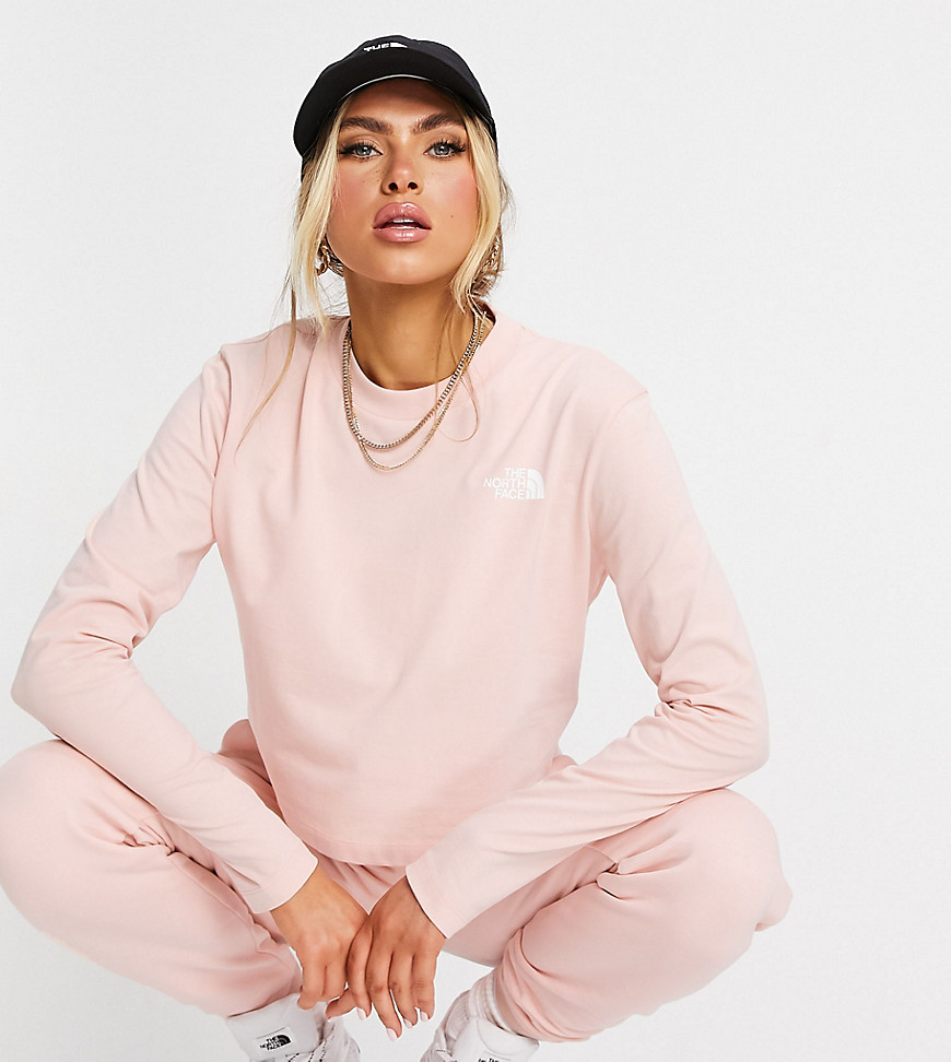 The North Face Cropped long sleeve t-shirt in pale pink Exclusive at ASOS