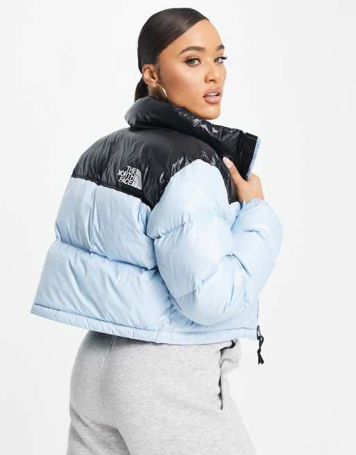 ASOS DESIGN cropped padded jacket in baby blue