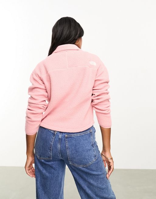 The North Face cropped sherpa fleece in pink Exclusive at ASOS