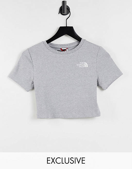 The North Face Cropped t-shirt in grey Exclusive at ASOS