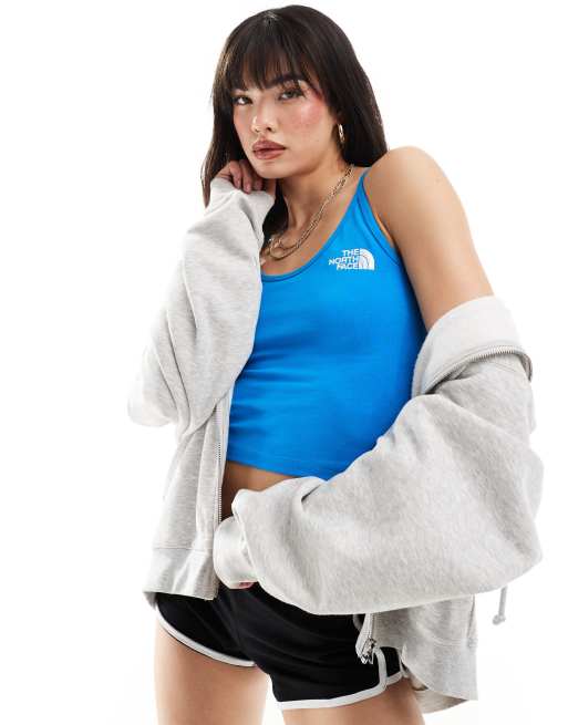 The North Face - Cropped tanktop met bandjes in blauw, exclusief bij FhyzicsShops