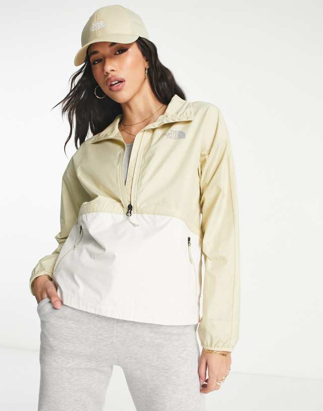 The North Face Crosswinds windproof zip up jacket in stone and off white