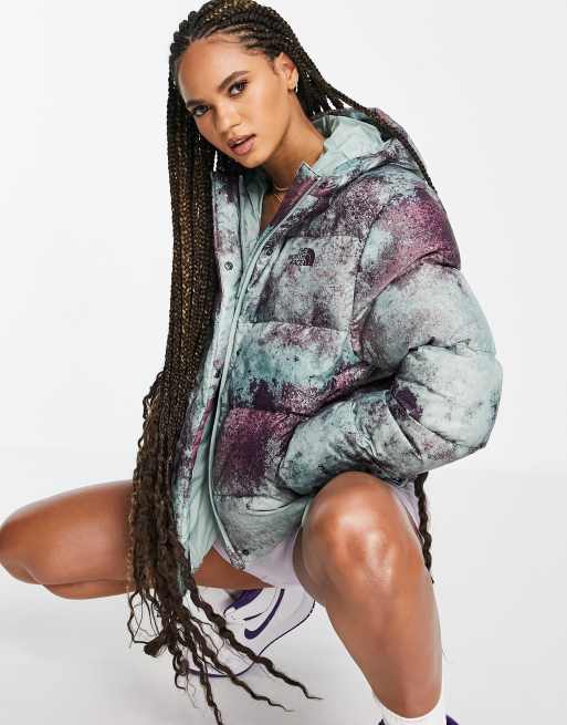 The North Face CS printed puffer jacket in purple/blue