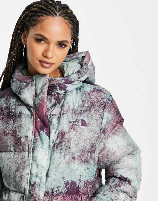 The North Face CS printed puffer jacket in purple blue