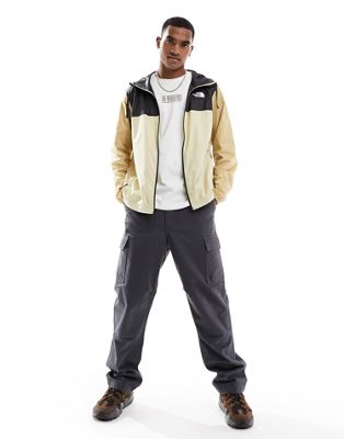 The North Face Cyclone hooded logo jacket beige and black