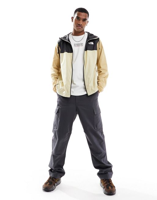 The North Face Cyclone hooded logo jacket beige and black