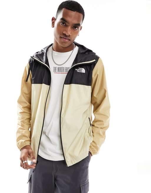 The North Face Cyclone hooded logo jacket in beige and black ASOS
