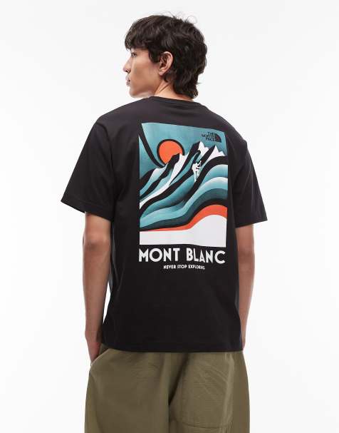 The North Face – Czarny T-shirt oversize z nadrukiem z górami w stylu vintage na plecach - view 1