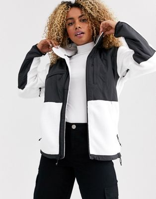 north face black and white fleece