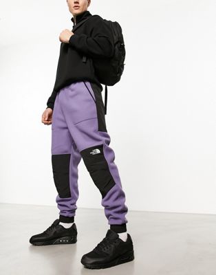The North Face Denali fleece joggers in purple and black