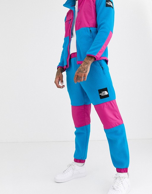 The North Face Denali fleece pant in blue/festival pink