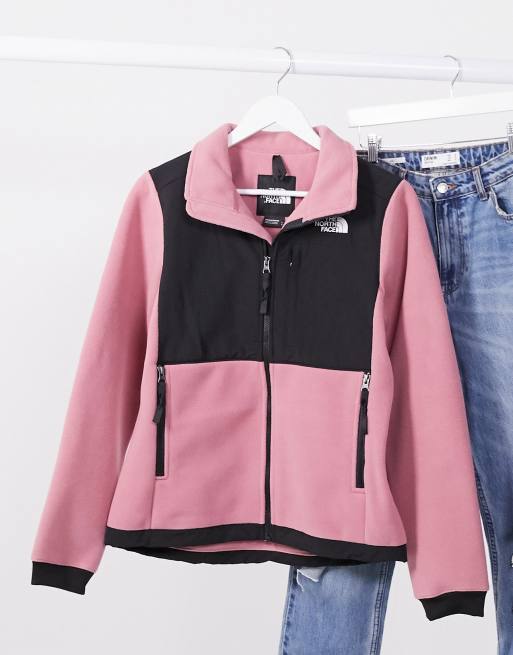 The North Face Embroidered Logo Denali Fleece in Pink and Grey