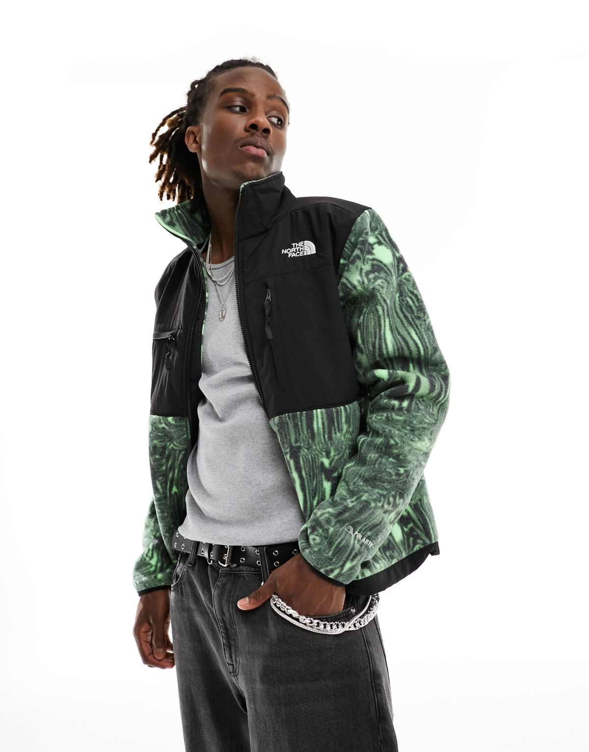 The North Face Denali Polartec fleece jacket in green digi print