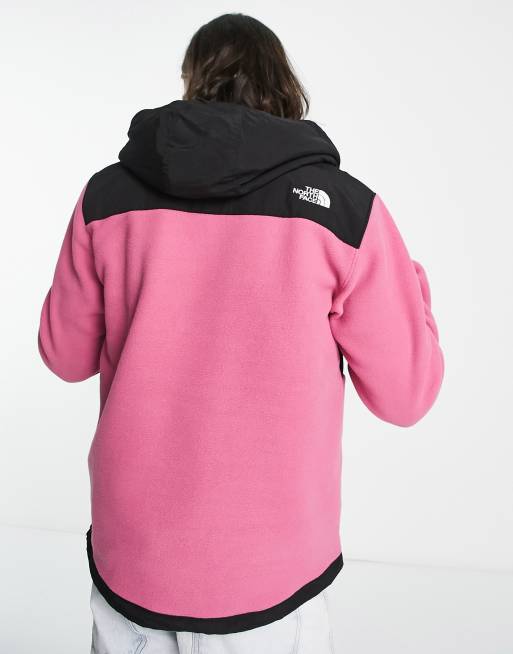 NEW THE NORTH FACE DENALI HOODIE JACKET Pink Pearl / Red TNF Hooded Fleece  Coat