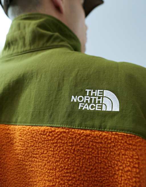 The North Face Denali Ripstop fleece jacket in olive and orange ASOS