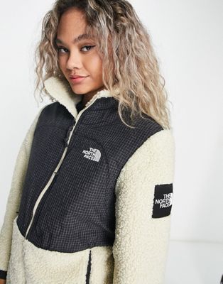 The North Face Denali seasonal high pile zip up jacket in stone