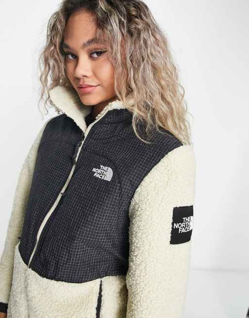 The North Face Denali seasonal high pile zip up jacket in stone | ASOS