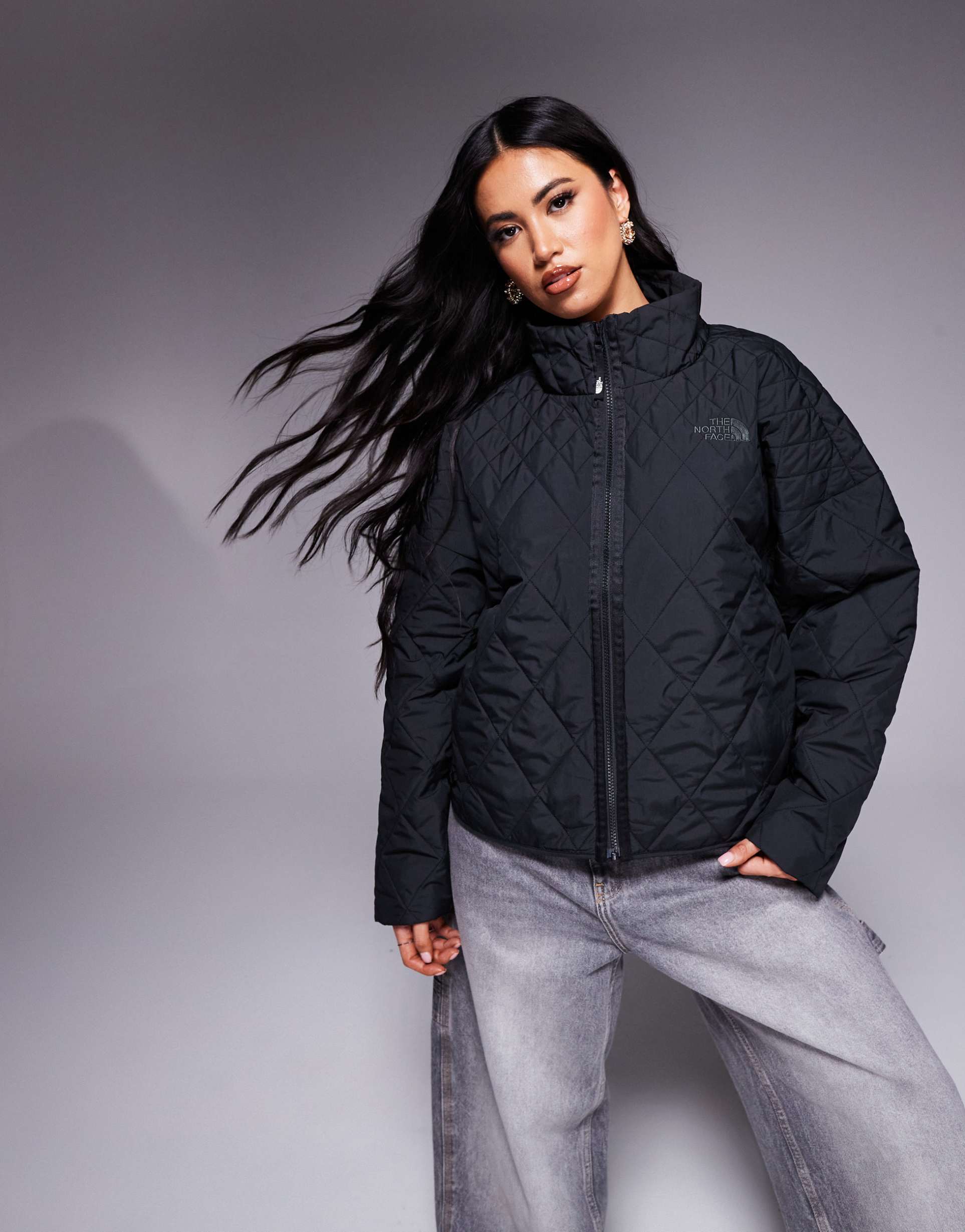 the north face diamond peak insulated jacket in black