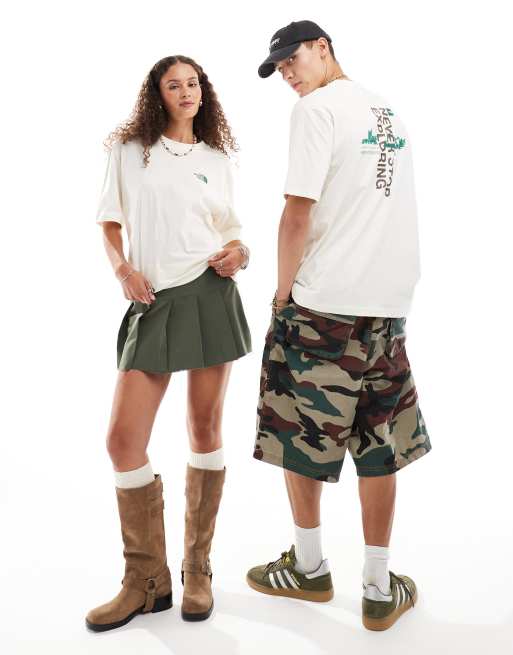 The North Face – Digital Mountain – Oversize-T-Shirt in Wollweiß mit Rückenprint
