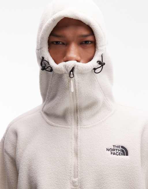 The North Face Dirus unisex 1/2 zip balaclave fleece hoodie in off white