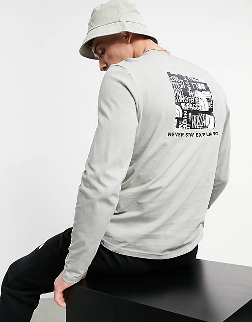 The North Face Distorted logo long sleeve t-shirt in grey