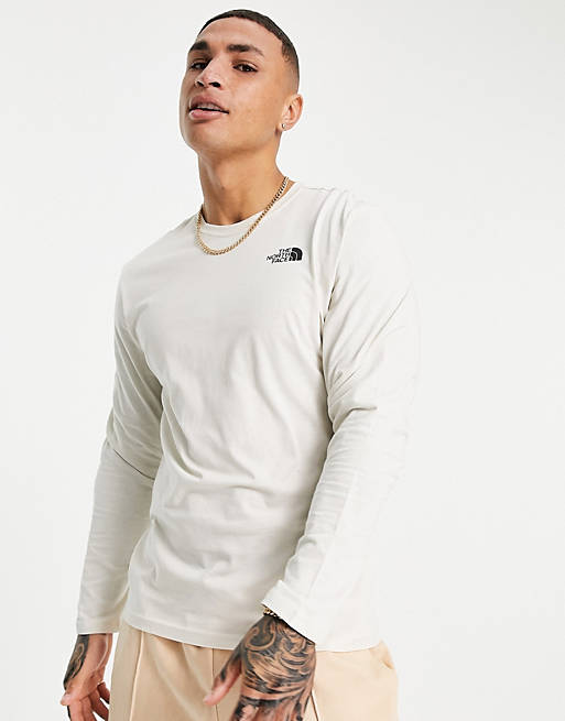 Men The North Face Distorted logo long sleeve t-shirt in white 
