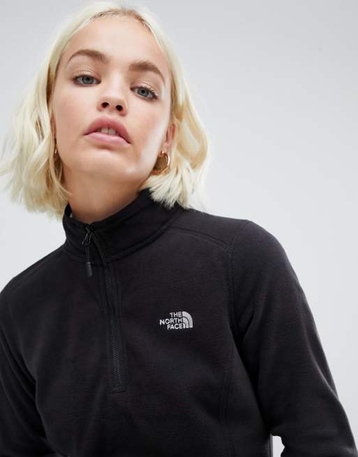 The North Face Donna - 100 Glacier - Felpa con zip a 1/4 in pile nera, 3 di 4